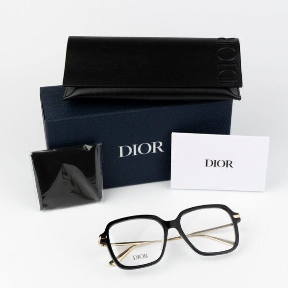 NEW Dior GEMDIORO S5I CD50056I 001 1200 Shiny Black Women Square Eyeglasses